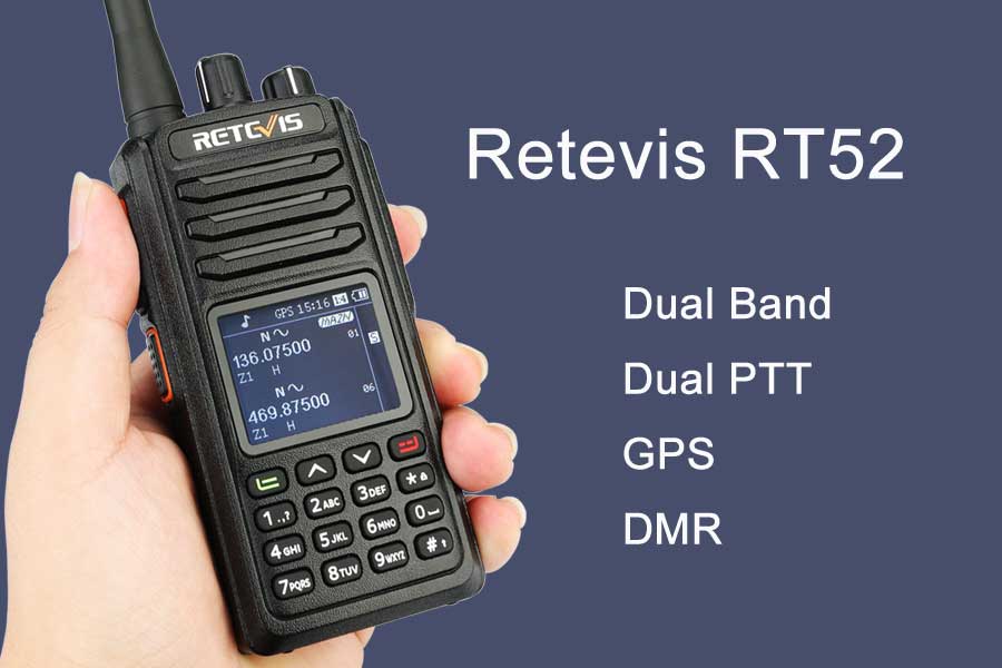 Retevis RT52 Dual Band Dual PTT GPS DMR Radio